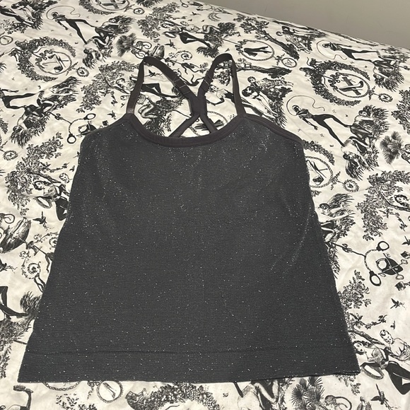 Grey Glittery Workout Crop Top with Built in Bra - Picture 1 of 2